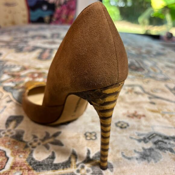 Alexandre Birman Snake Skin Suede Pointed Toe Heels Italian Pumps Women's Size 7 - Picture 10 of 16